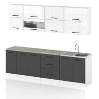 Meble Kuchenne Kuchnia Robo Lux 2.6m Nowoczesna Modułowa Biały Połysk Szary