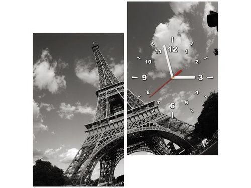 60X60CM ZEGAR PARYŻ WIEŻA EIFFLA OBRAZ DREWNO ŚCIAN KWADRAT na Arena.pl