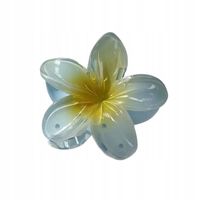 Piękna spinka klamra akrylowa średnia kwiatek hawajski 8cm niebieski
