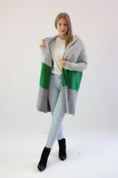 Wełniany kardigan w pasy Pola Popielato-zielony UNI