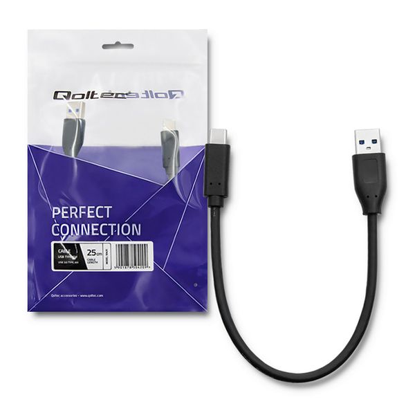 Qoltec Kabel USB typ C 3.1 męski | USB 3.0 typ A męski | 0.25m zdjęcie 2
