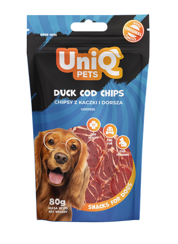 Smaczki dla psa chipsy z kaczki i dorsza 80g UNIQ PETS na Arena.pl