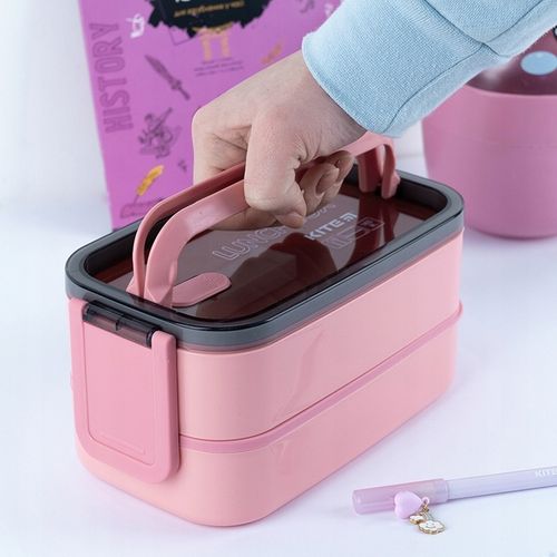 LUNCHBOX ŚNIADANIÓWKA ZE STUCĆAMI WKŁADY 2 KOMORY 1400ml RÓŻOWY KITE na Arena.pl