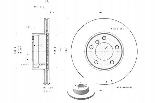 TARCZA HAM PRZOD 296X22 V BREMBO na Arena.pl