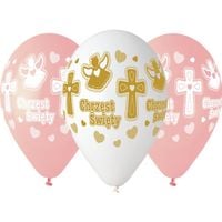 balony chrzest święty dziewczynka 13"/5 szt.