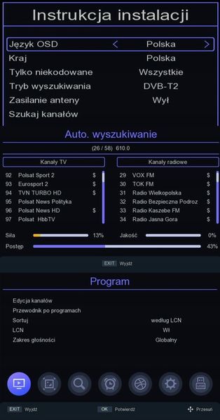 DEKODER TUNER TV DVB-T2 HEVC H.265 FULL HD MINI PILOT ANTENA 4x zdjęcie 2