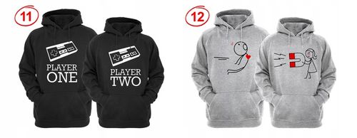 ZESTAW DWÓCH BLUZ Z KAPTUREM DLA ZAKOCHANYCH PAR na Arena.pl