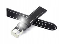 Pasek skórzany do zegarka W48 - PREMIUM - czarny/białe - 22mm
