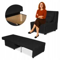 Fotel rozkładany funkcja spania KIMO pojemnik pościel czarny