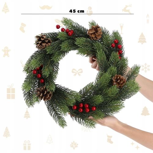 WIANEK ŚWIĄTECZNY STROIK NA DRZWI STÓŁ WIENIEC OZDOBA PREMIUM ŚWIĘTA 45 cm na Arena.pl