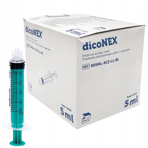 STRZYKAWKA STRZYKAWKI 5ML STERYLNE LUER-LOCK 3CZĘŚCIOWE dicoNEX 100SZT na Arena.pl