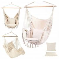 HAMAK BRAZYLIJSKI HUŚTAWKA FOTEL WISZĄCY BUJAK OGRODOWY BOHO BEŻOWY
