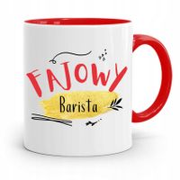 Dla Baristy Baristki Kawiarki Kubek Czerwony Z Nadrukiem Ze Zdjęciem