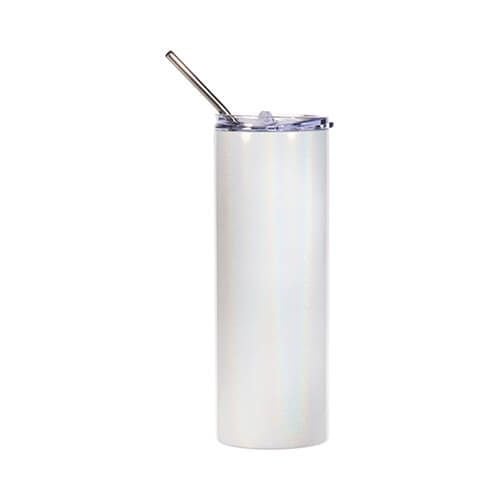 Kubek 600 ml ze słomką do sublimacji - biały opalizujący na Arena.pl