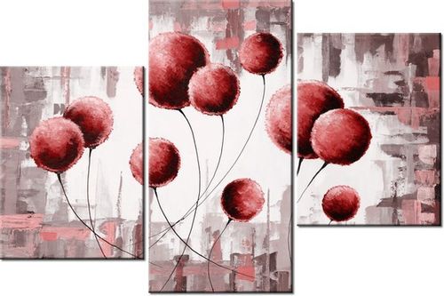 60 90CM OBRAZ 3 ELEM ABSTRAKCYJNE DMUCHAWCE CZERWIENI ŚCIENNY DRUK PŁÓTNO na Arena.pl