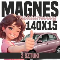 Mata Magnetyczna na Auto 140x15 cm - Profesjonalna Reklama magnes - 2 szt