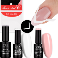 NTN Zestaw Classic French 2x Lakier Hybrydowy 5g + Żel +Naklejki Paski Nr01