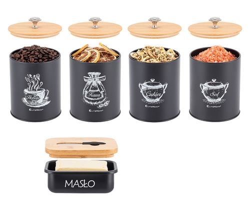 zestaw 4 pojemników kuchennych i maselniczka e-6055 na Arena.pl