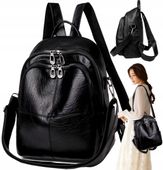 Damski Plecak Miejski Czarny Pojemny Szkolny 2W1