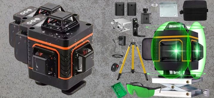 POZIOMICA LASEROWA BLOKADA WAHADŁA 360 LASER KRZYŻOWY DUŻY STATYW +BATERIE zdjęcie 2
