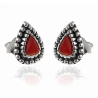 OKSYDOWANE SREBRNE KOLCZYKI WKRĘTKI ŁEZKI KROPLE SOPELKI CZERWONA MASA