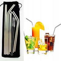 Słomki rurki stalowe metalowe EKO 8szt. + SANEPID