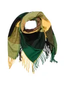 Versoli - miękka i ciepła chusta z frędzlami krata zielony brąz 14# HIT