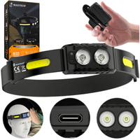 Latarka czołowa Wodoodporna czołówka LED Akumulatorowa COB Mocna 220lm USB