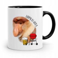 Kubek Czarny Śmieszny Nosacz Janusz Łodpalaj Gryla Z Nadrukiem Ze Zdjęciem