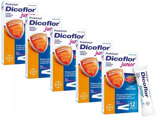 DICOFLOR JUNIOR probiotyk dla dzieci 5x12 sasz. + GRATIS na Arena.pl