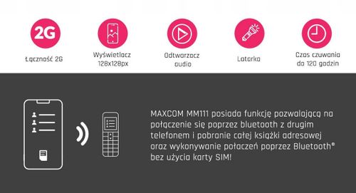 Telefon Komórkowy Maxcom Mm111 Słuchawka Bluetooth na Arena.pl