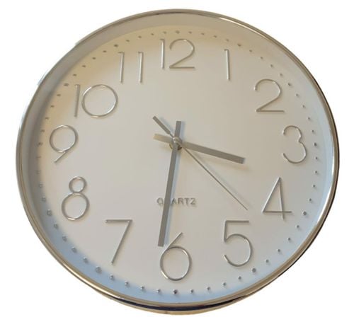 Zegar Ścienny Srebrny 30 Cm Nowoczesny Cichy na Arena.pl