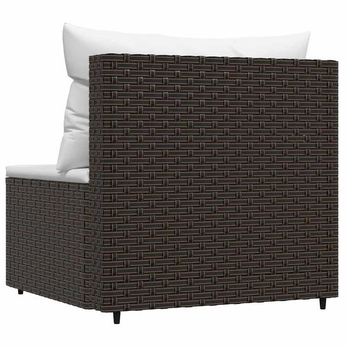 Środkowy moduł sofy z poduszkami, brązowy, polirattan na Arena.pl