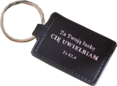 Brelok skórzany z napisem - Za twoją łaskę CIE UWIELBIAM