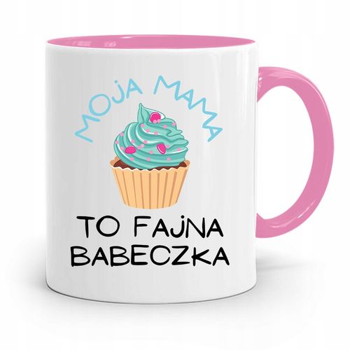 Kubek Różowy Prezent Dla Mamy Fajna Babeczka Z Nadrukiem Ze Zdjęciem na Arena.pl
