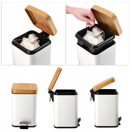 KOSZ POJEMNIK NA ŚMIECI Z POKRYWKĄ BAMBUSOWĄ 3 L na Arena.pl