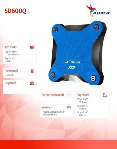 Dysk SSD External SD600Q 480GB USB3.1 Blue na Arena.pl