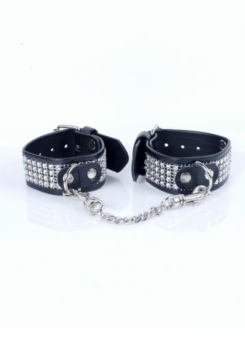 fetish b   series handcuffs with cristals 3 cm silver na Arena.pl