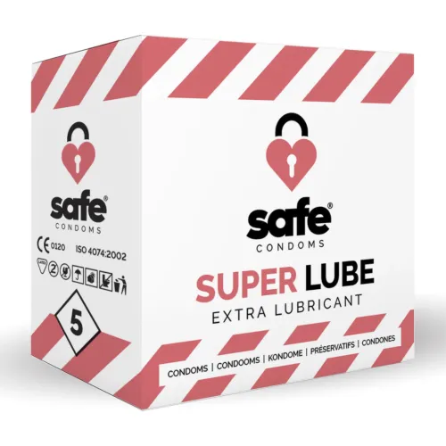 safe super lube 5 szt. - prezerwatywy nawilżane, lateksowe, 56 mm na Arena.pl