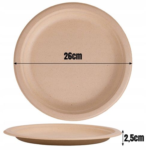 Talerze jednorazowe z trzciny cukrowej LEPSZE NIŻ PAPIEROWE 50 szt. Ø 26 cm na Arena.pl