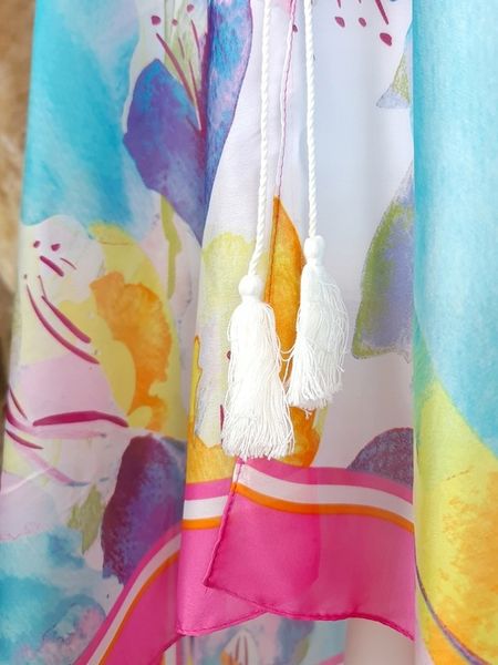JEDWABNE PAREO CHUSTA TUNIKA PLAŻOWA BOHO KOLORY zdjęcie 2