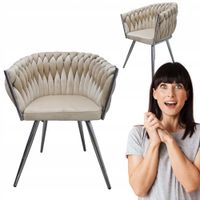 Krzesło welwet Tilo Fotel ozdobny wolnostojący beżowy Family Meble