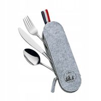 Zestaw sztućców w etui 3 elementy CILIO 23,5 x 7,5 cm szare