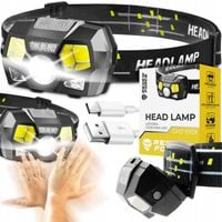 LATARKA CZOŁOWA AKUMULATOROWA LED CZOŁÓWKA LAMPKA NA GŁOWĘ CZUJNIK RUCHU