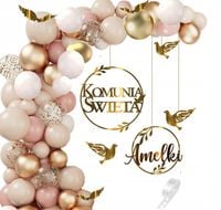 Balony łuk dekoracje na KOMUNIĘ baner koło + IMIĘ ros