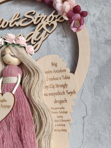 Anioł Stróż makrama imię prezent chrzest komunia w opakowaniu ozdobnym na Arena.pl