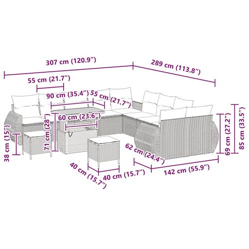Zestaw Sof na Ogród 13 pcs Beżowy polirattan na Arena.pl