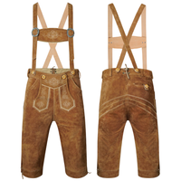 Spodnie Skórzane Męskie Oktoberfest Ludowe Lederhosen z Szelkami 46