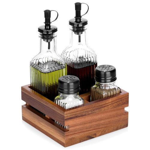 Przyprawnik Stołowy Zestaw Pojemniki do Soli Pieprzu Oliwy Octu w Stojaku na Arena.pl