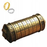 RETRO ZAMEK SZYFROWY DA VINCI KOD CRYPTEX +PIERŚCIENIAMI MINI PREZENT